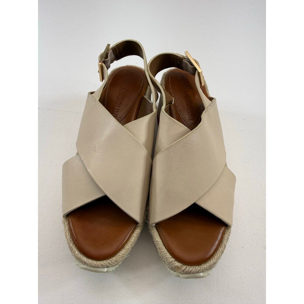 Enzo Angiolini Espadrille Platform Wedge Sandals Off White Size 6 Resort Beach